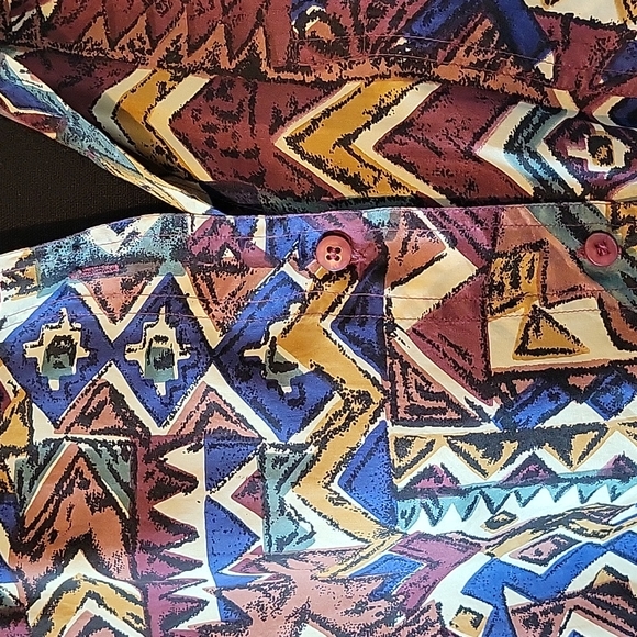 Vintage silk shirt retro print - Picture 2 of 9